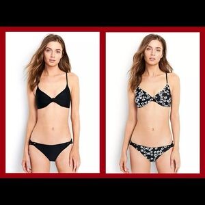 Land’s End Women’s Reversible Black & White Floral Pattern Bikini SWIM Set L